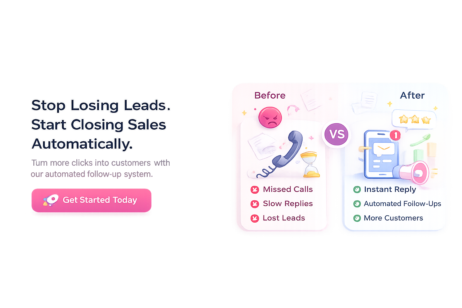 Stop Losing Leads. Start Closing Sales Automatically. Get Started Today